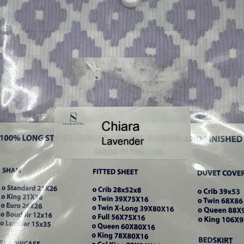 Chiara Bed Linens Stamattina 1 Pair Pillowcase Purple Diamond USA Italian Fabric